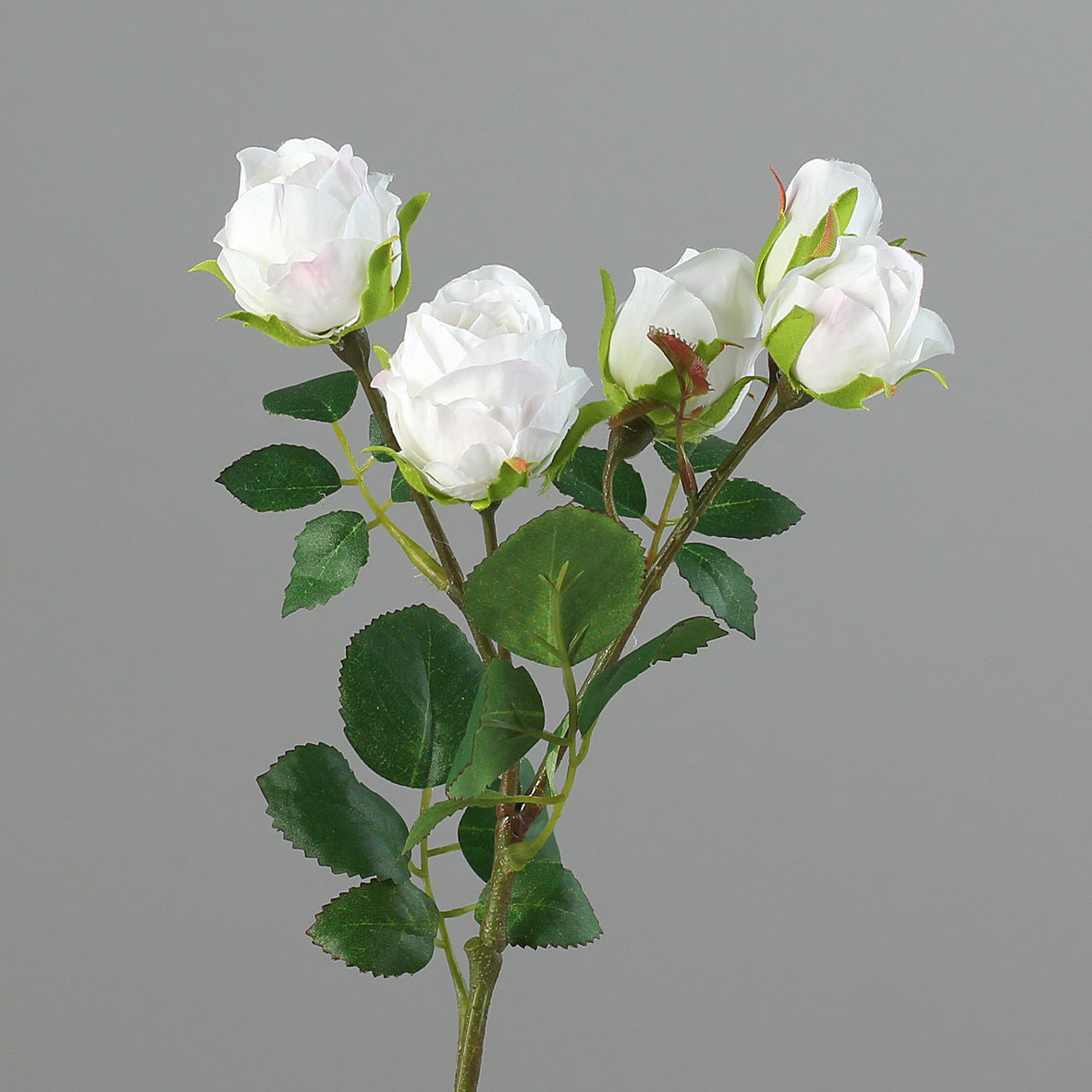 Rosenzweig weiß 5 Blüten 38cm künstlich