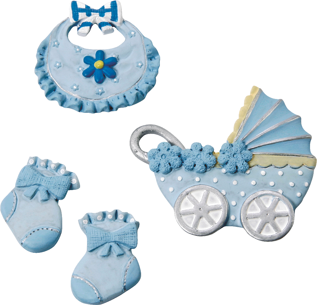 Blaues Baby-Dekostreu mit Kinderwagen, Lätzchen und zwei Babysöckchen, KnorrPrandell 216930195