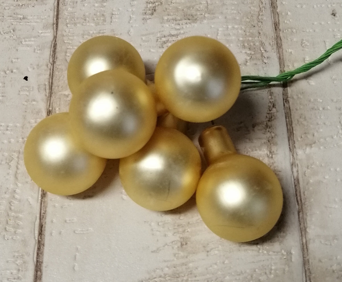 Glaskugeln am Draht 24mm gold matt 6Stck zum Basteln und Dekorieren