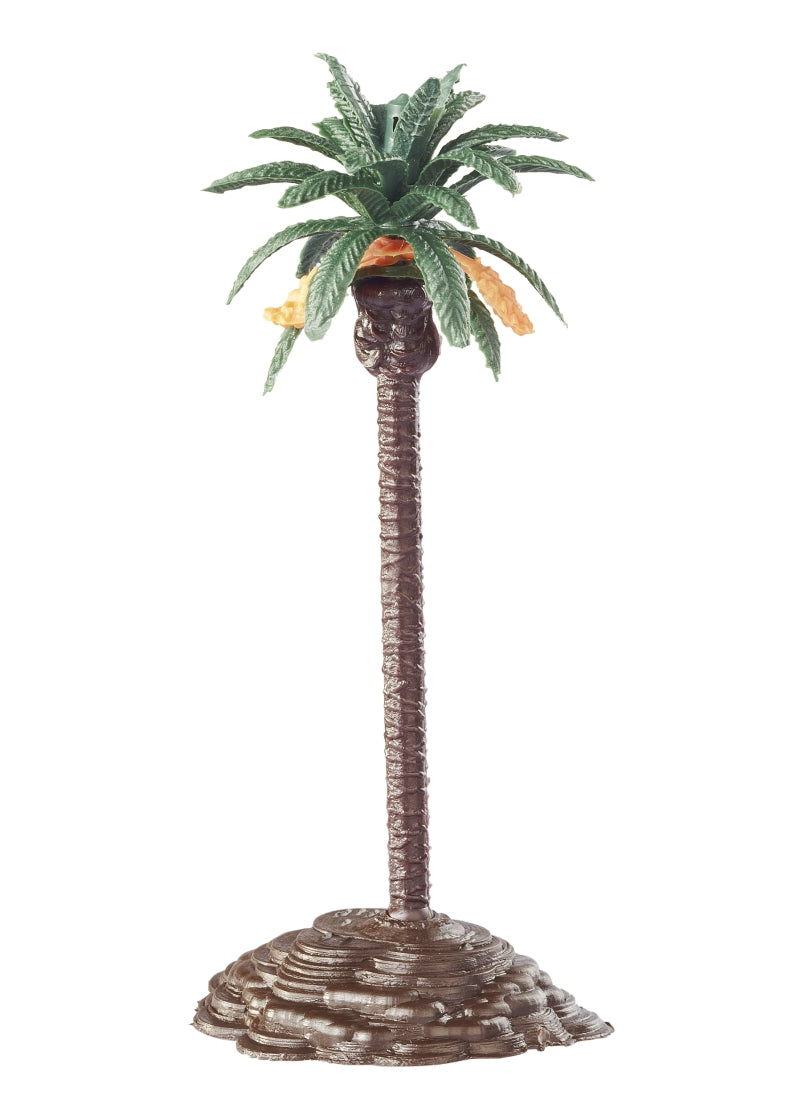Miniatur-Palme mit grünen Palmwedeln, braunem Stamm und gestaltetem Standfuß, 12 cm