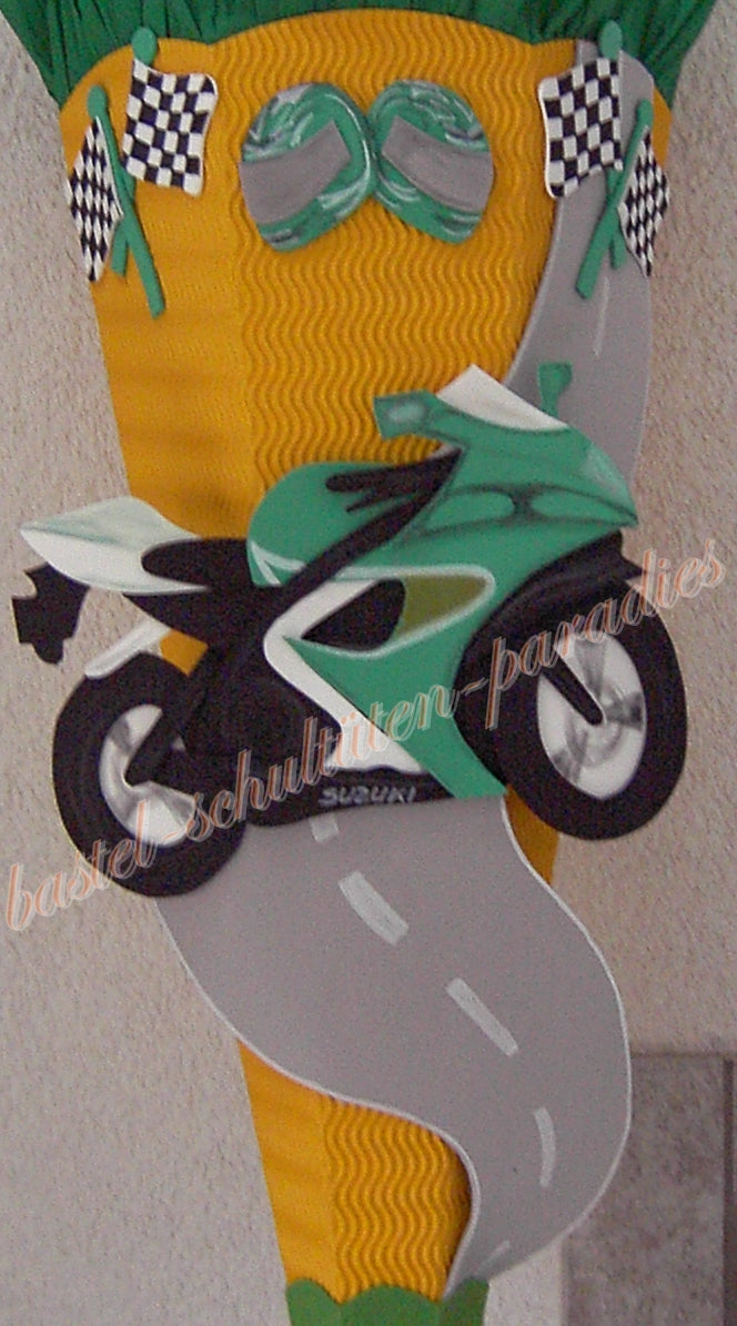 Bastelanleitung Motorrad grün (nur Motiv)