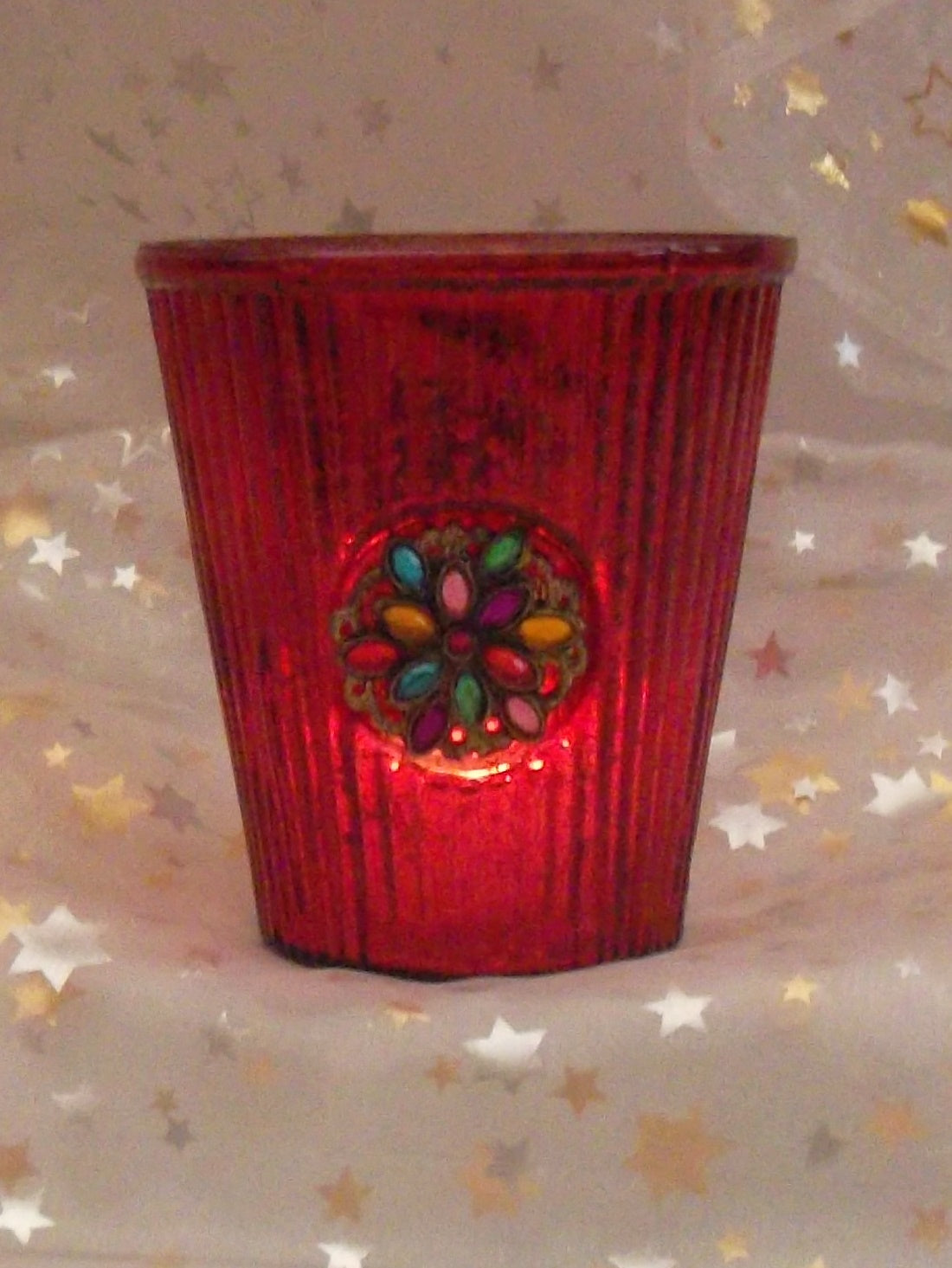 Teelichtglas rot