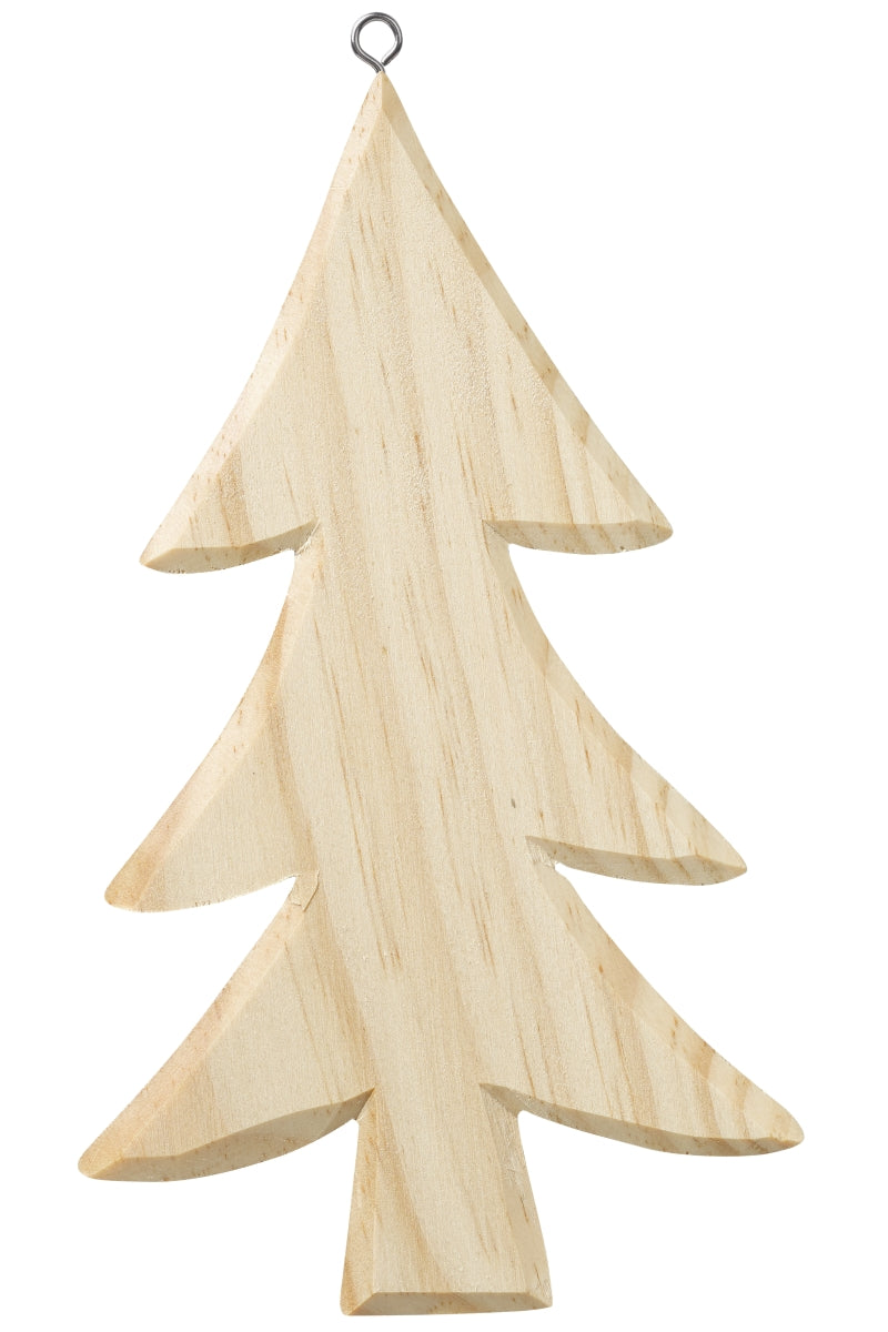 Naturfarbener Tannenbaum aus Holz mit Metallöse an der Spitze