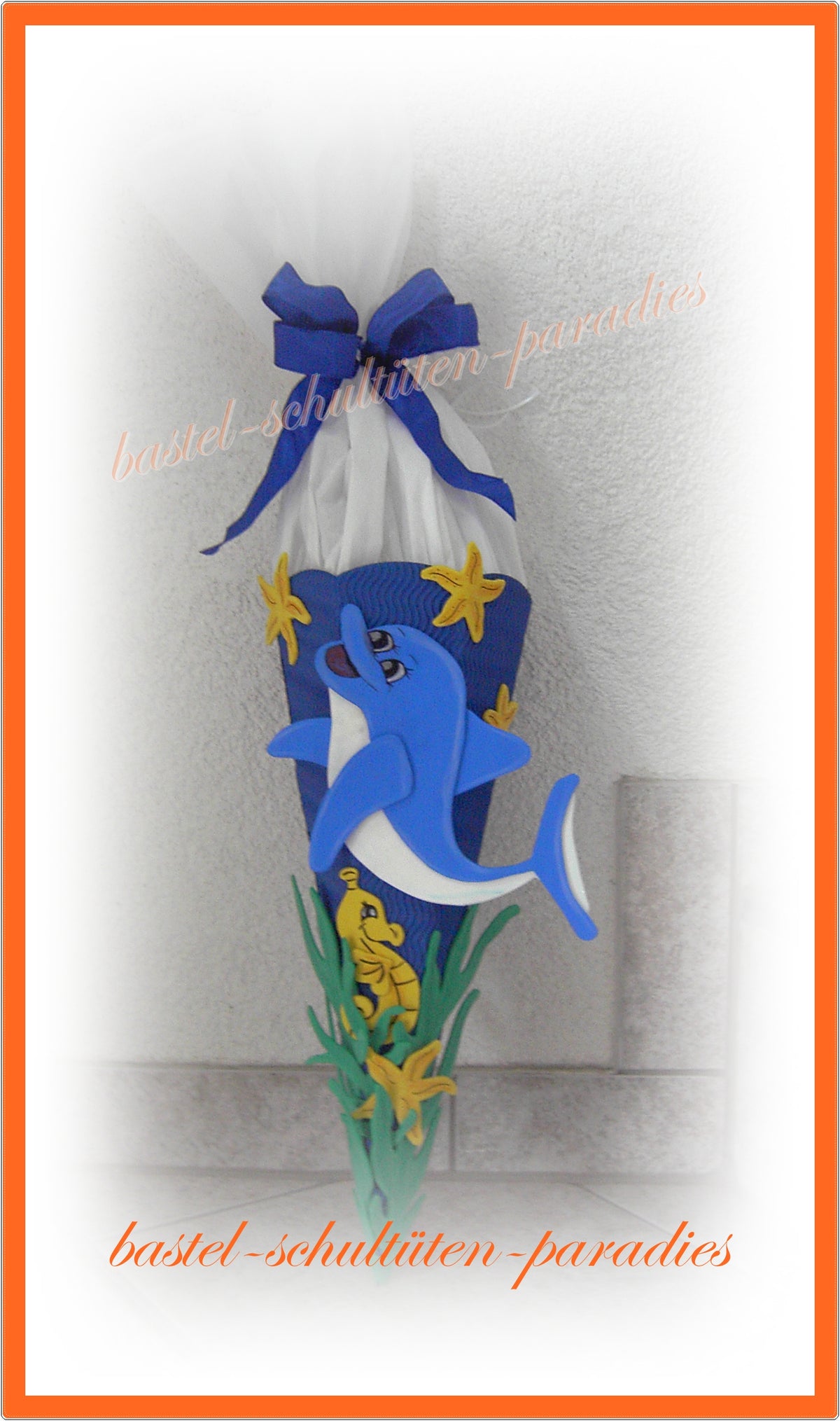 Bastelset Geschwistertüte Delphin 2 blau