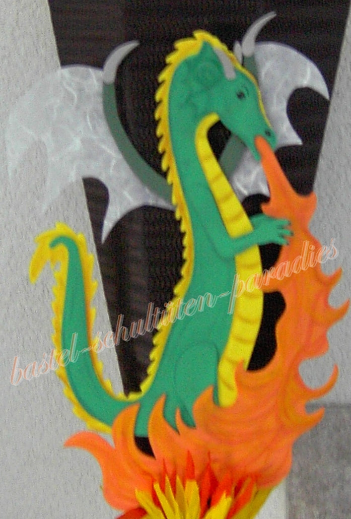 Bastelanleitung feuerspeiender Drache grün (nur Motiv)
