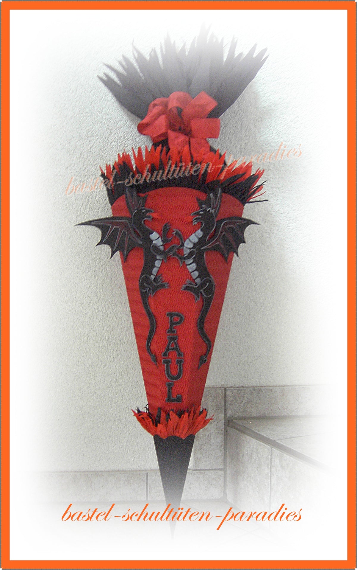 Bastelset Geschwistertüte Drachen rot-schwarz