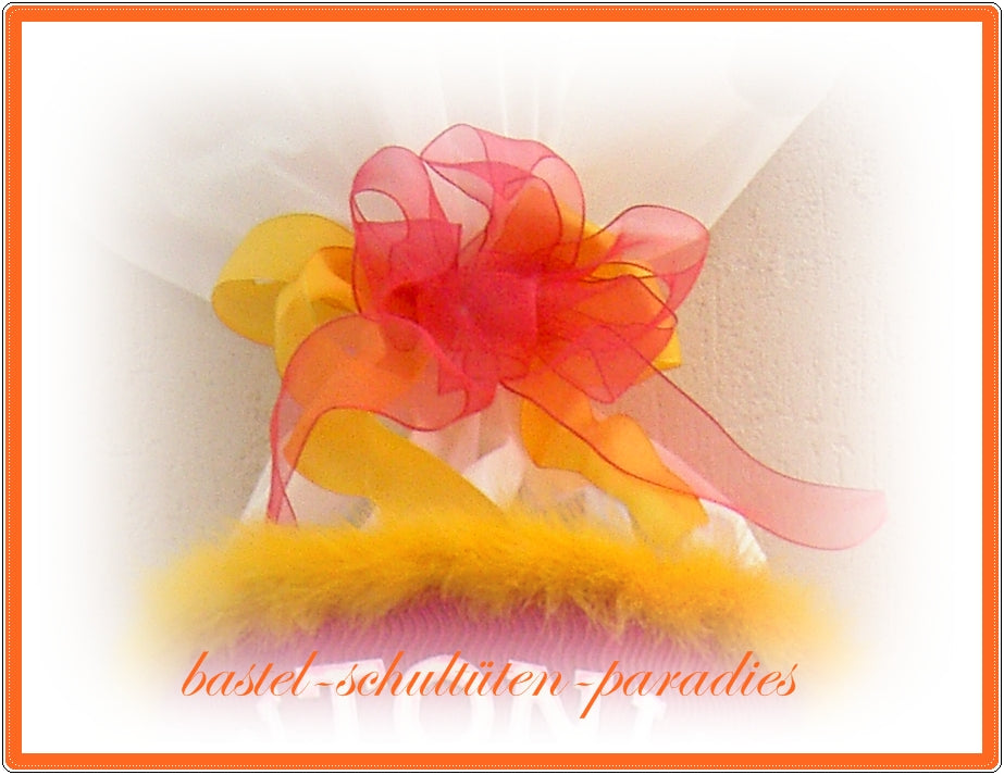 Schultütenschleife gelb-pink