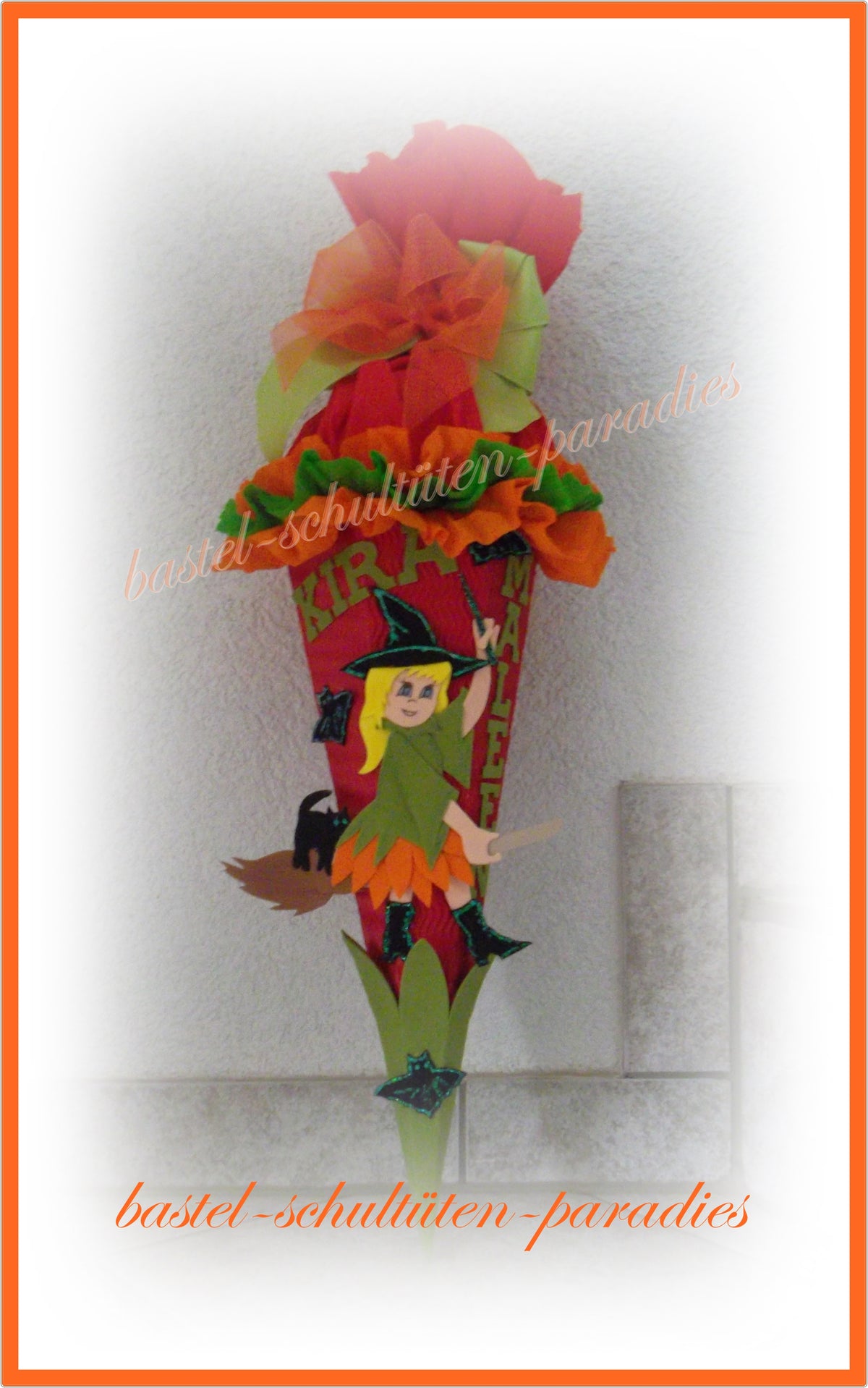 Bastelset Geschwistertüte Hexe rot-orange-grün