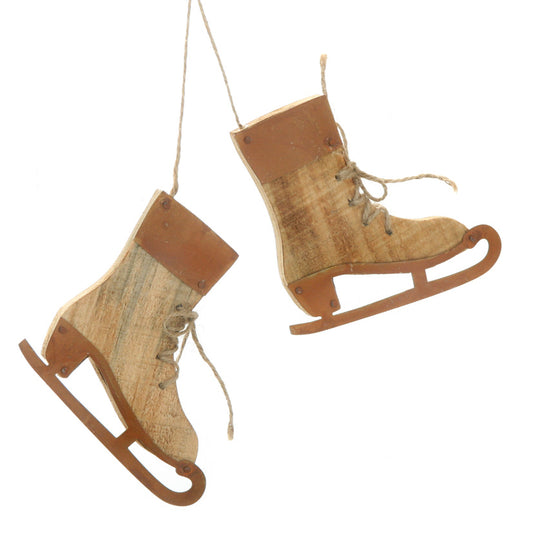 Schlittschuh-Paar zum Hängen Holz 12 x 42 cm