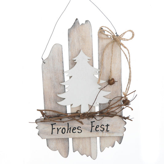 Türschild " Frohes Fest" Holz 14 x 22 /28cm