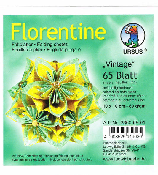 Faltblätter 10x10 cm Florentine "Vintage" 65 Blatt von URSUS®