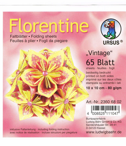 Faltblätter 10x10 cm Florentine "Vintage" 65 Blatt von URSUS®
