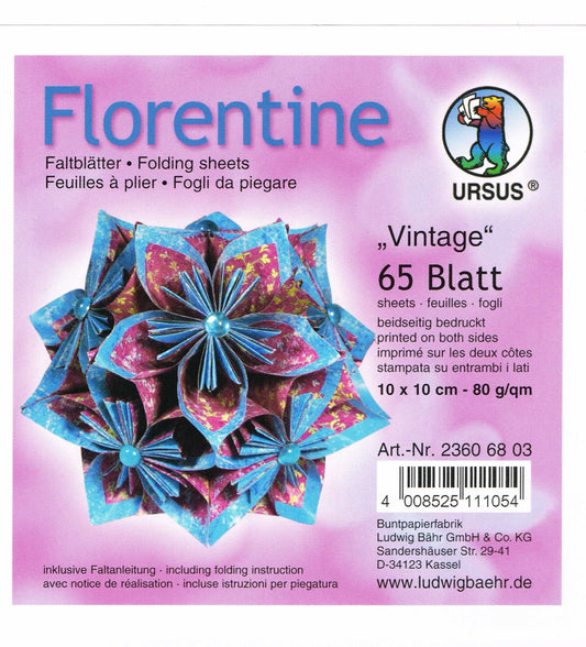 Faltblätter 10x10 cm Florentine "Vintage" 65 Blatt von URSUS®