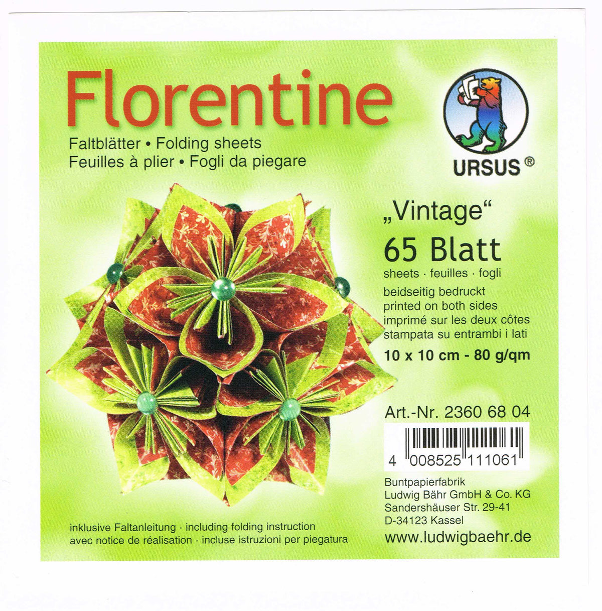 Faltblätter 10x10 cm Florentine "Vintage" 65 Blatt von URSUS®