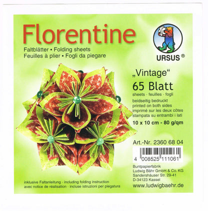 Faltblätter 10x10 cm Florentine "Vintage" 65 Blatt von URSUS®