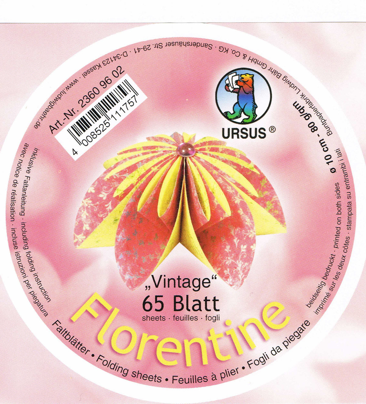 Faltblätter ø10cm Florentine "Vintage" 65 Blatt von URSUS®