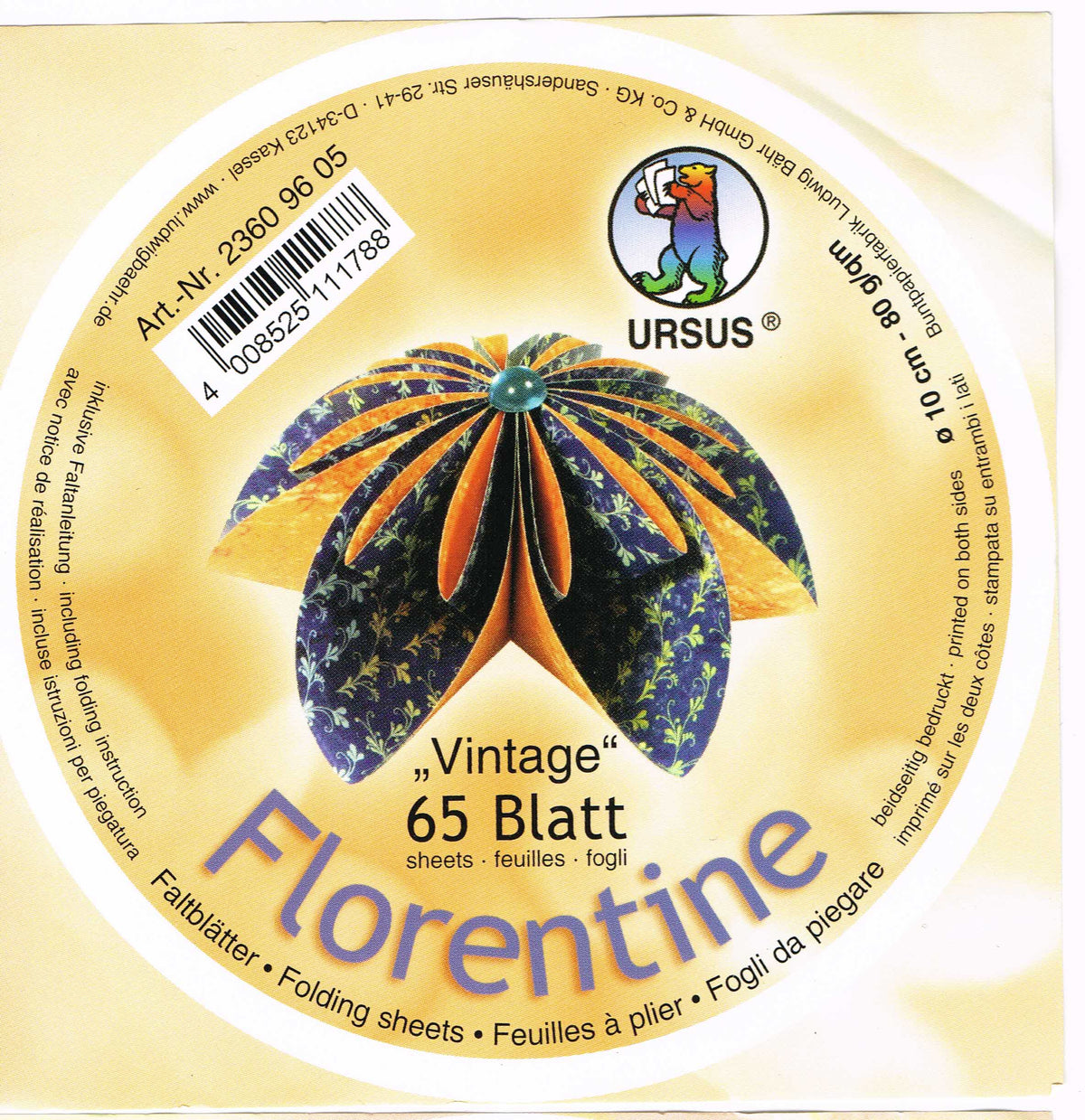 Faltblätter ø10cm Florentine "Vintage" 65 Blatt von URSUS®