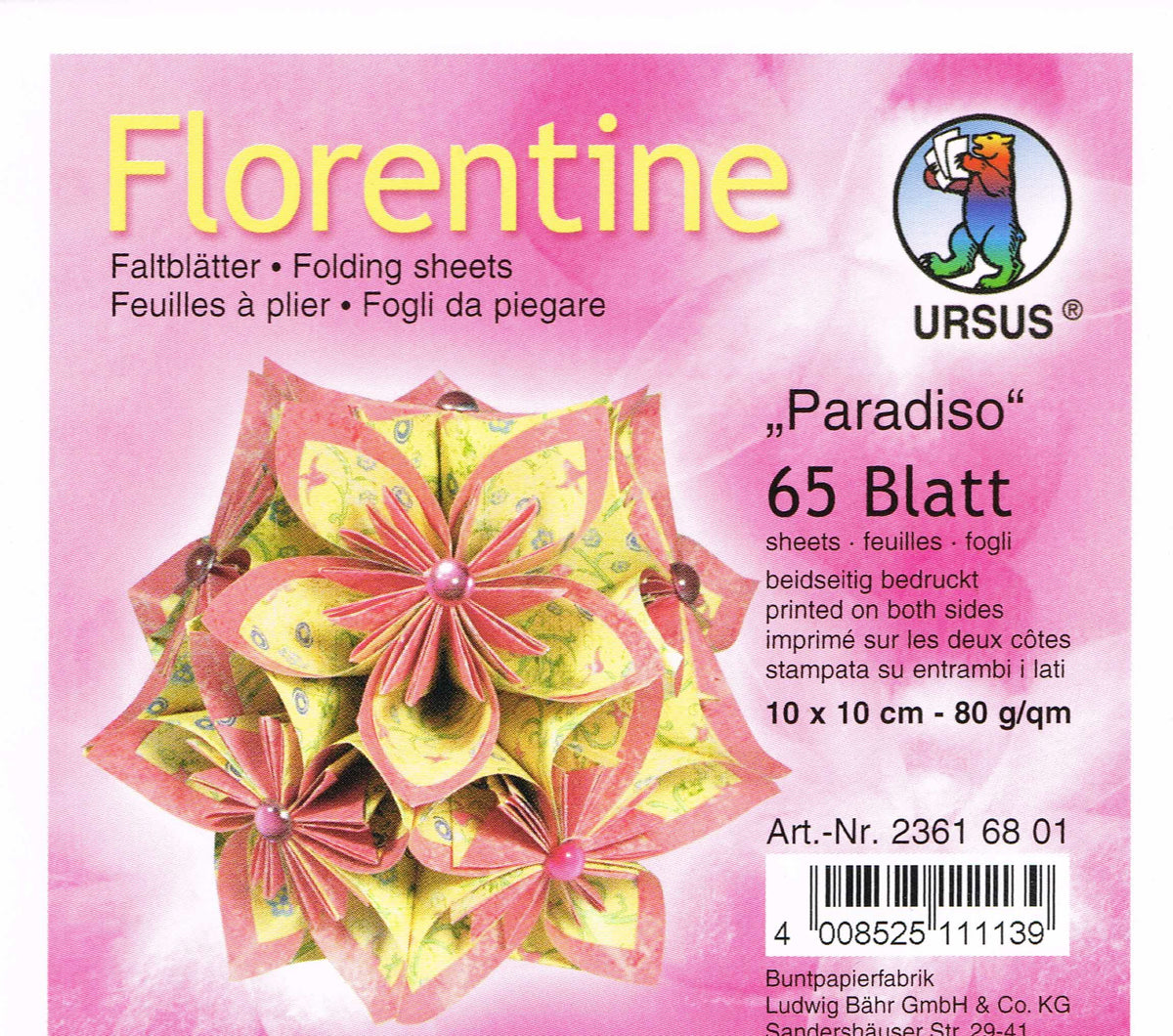 Faltblätter 10x10 cm Florentine "Paradiso" 65 Blatt von URSUS®