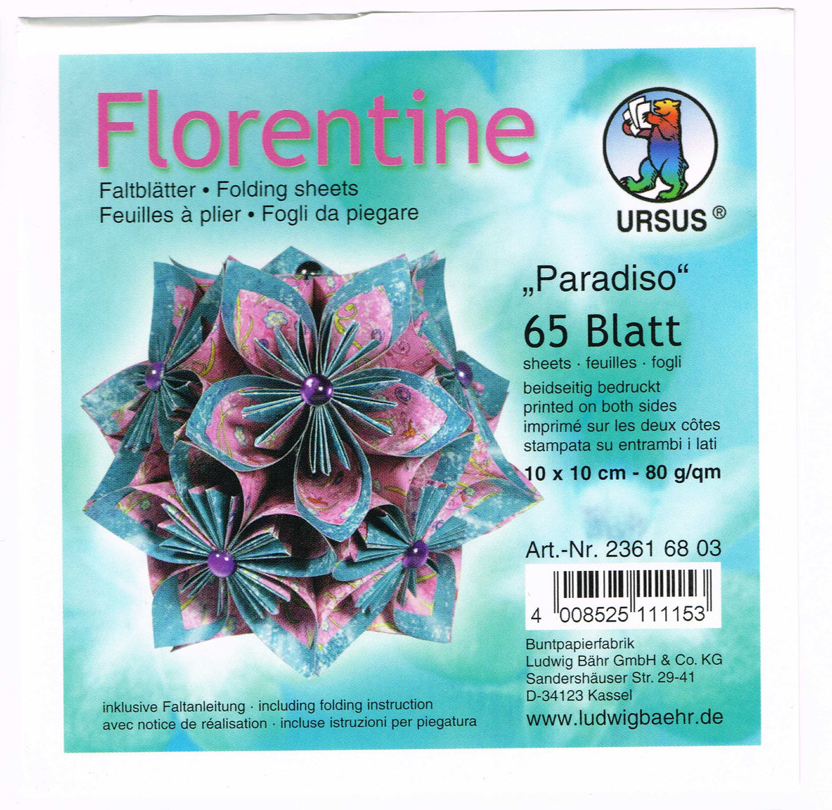 Faltblätter 10x10 cm Florentine "Paradiso" 65 Blatt von URSUS®