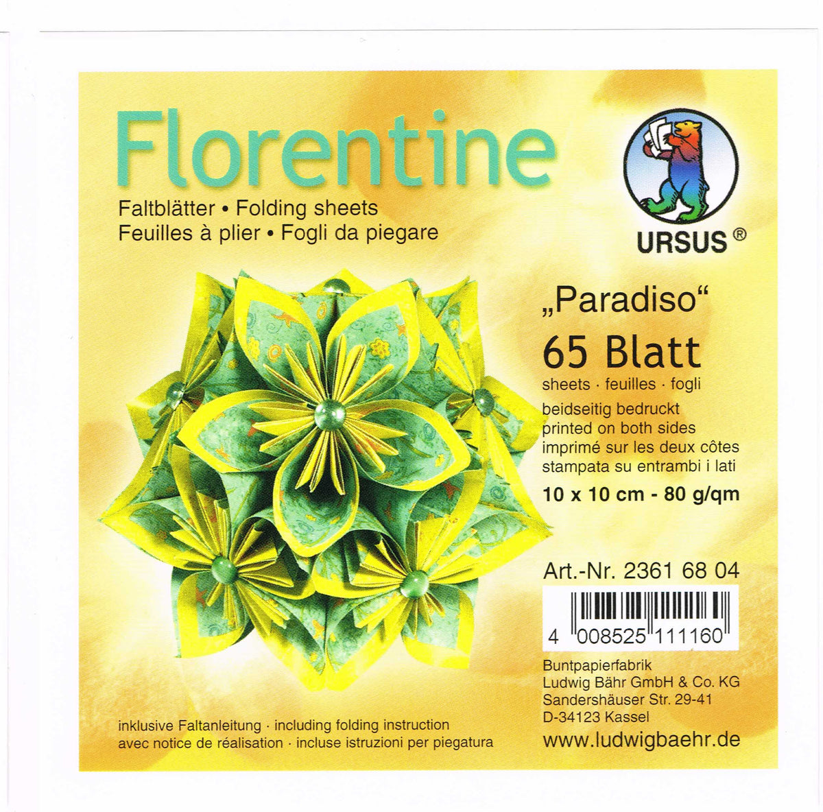 Faltblätter 10x10 cm Florentine "Paradiso" 65 Blatt von URSUS®