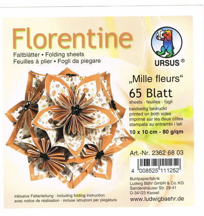 Faltblätter 10x10 cm Florentine "Mille fleurs" 65 Blatt von URSUS®