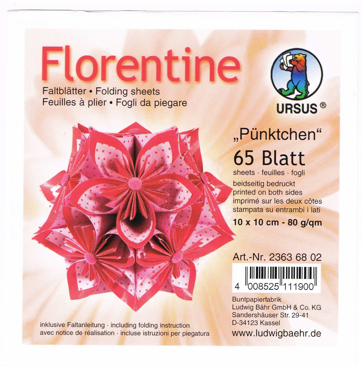 Faltblätter 10x10 cm Florentine "Pünktchen" 65 Blatt von URSUS®