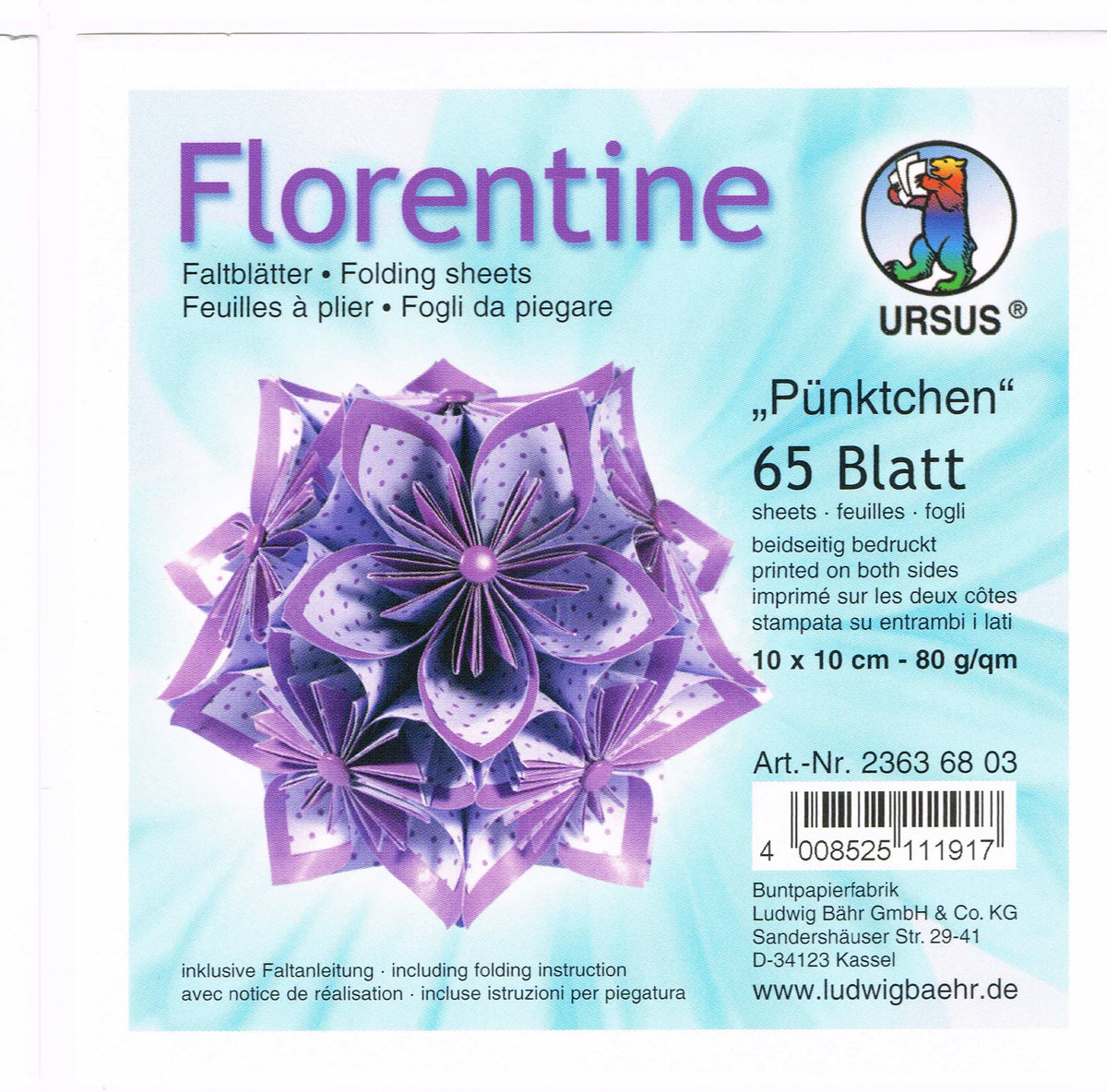 Faltblätter 10x10 cm Florentine "Pünktchen" 65 Blatt von URSUS®