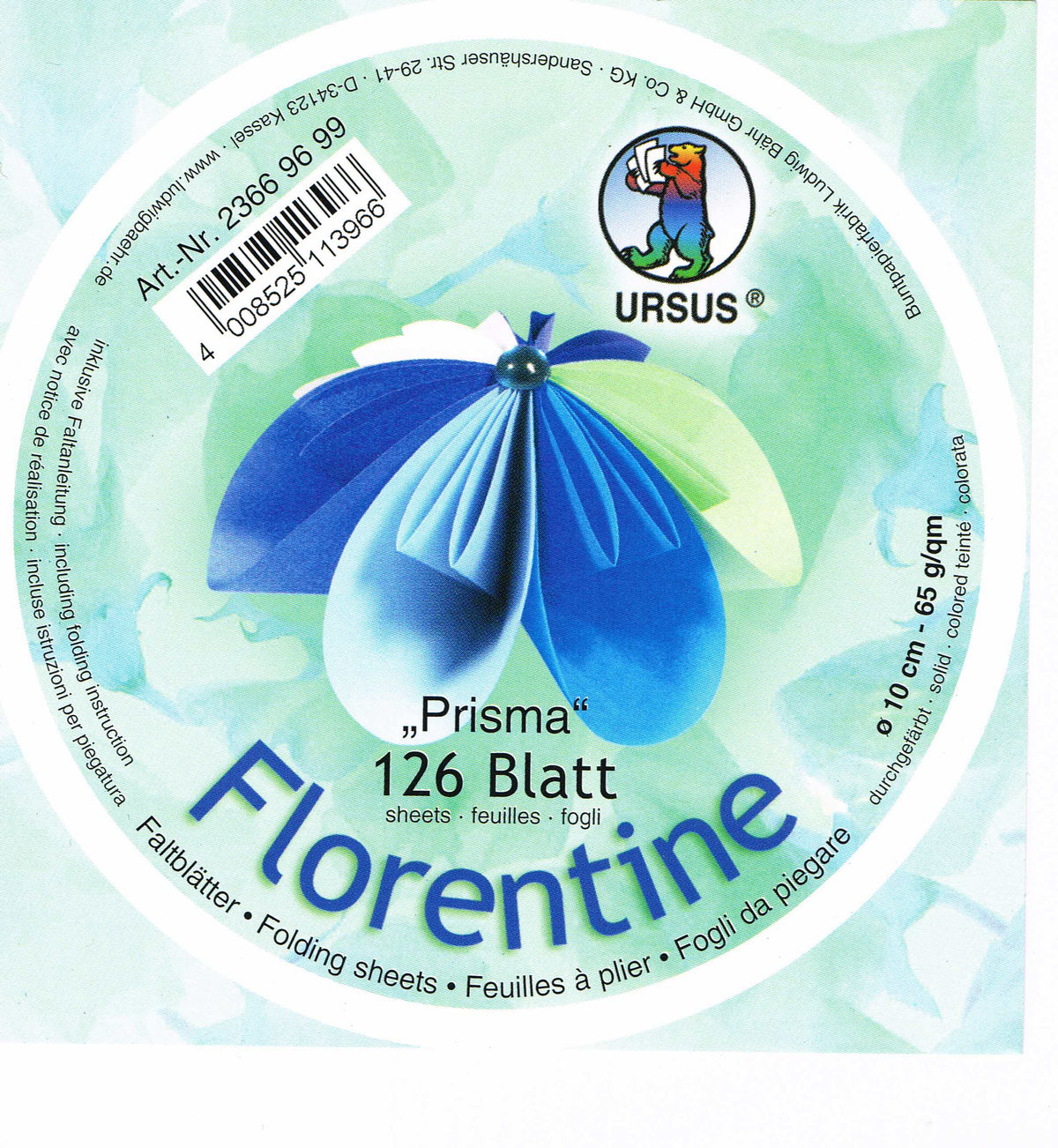 Faltblätter ø10cm Florentine "Prisma" 126 Blatt 6 Farben sortiert von URSUS®