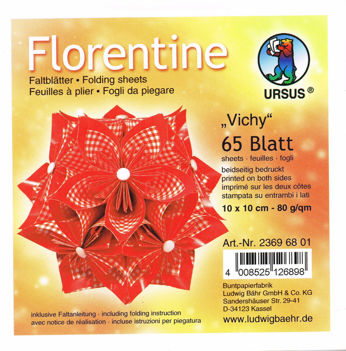 Faltblätter 10x10 cm Florentine "Vichy" 65 Blatt von URSUS®