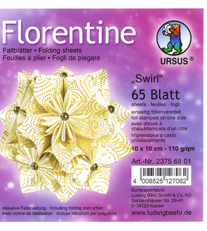 Faltblätter 10x10cm Florentine "Swirl" 65 Blatt von URSUS® folienveredelt