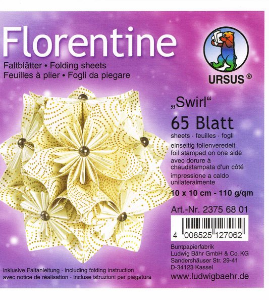 Faltblätter 10x10cm Florentine "Swirl" 65 Blatt von URSUS® folienveredelt