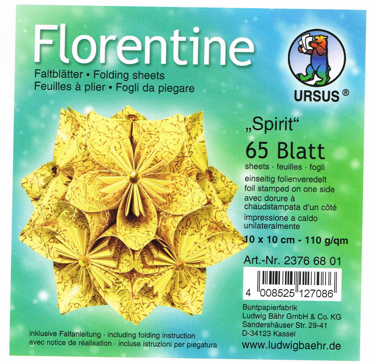 Faltblätter 10x10cm Florentine "Spirit" 65 Blatt von URSUS® folienveredelt