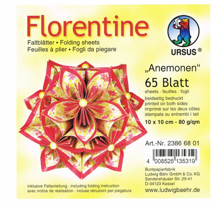 Faltblätter 10x10 cm Florentine "Anemonen" 65 Blatt von URSUS®