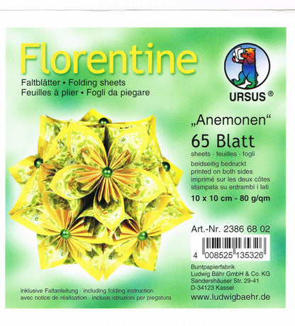 Faltblätter 10x10 cm Florentine "Anemonen" 65 Blatt von URSUS®