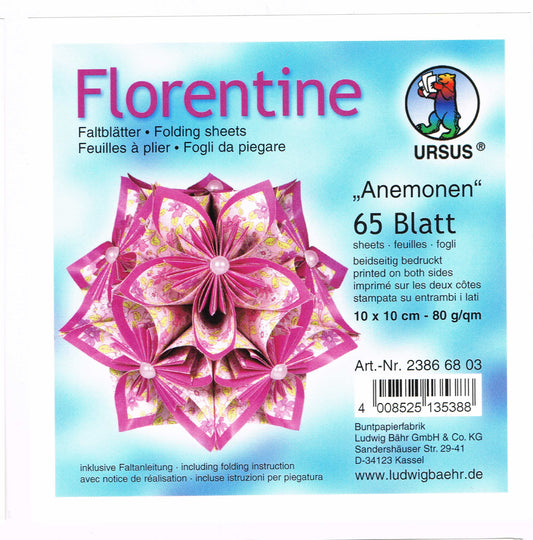 Faltblätter 10x10 cm Florentine "Anemonen" 65 Blatt von URSUS®