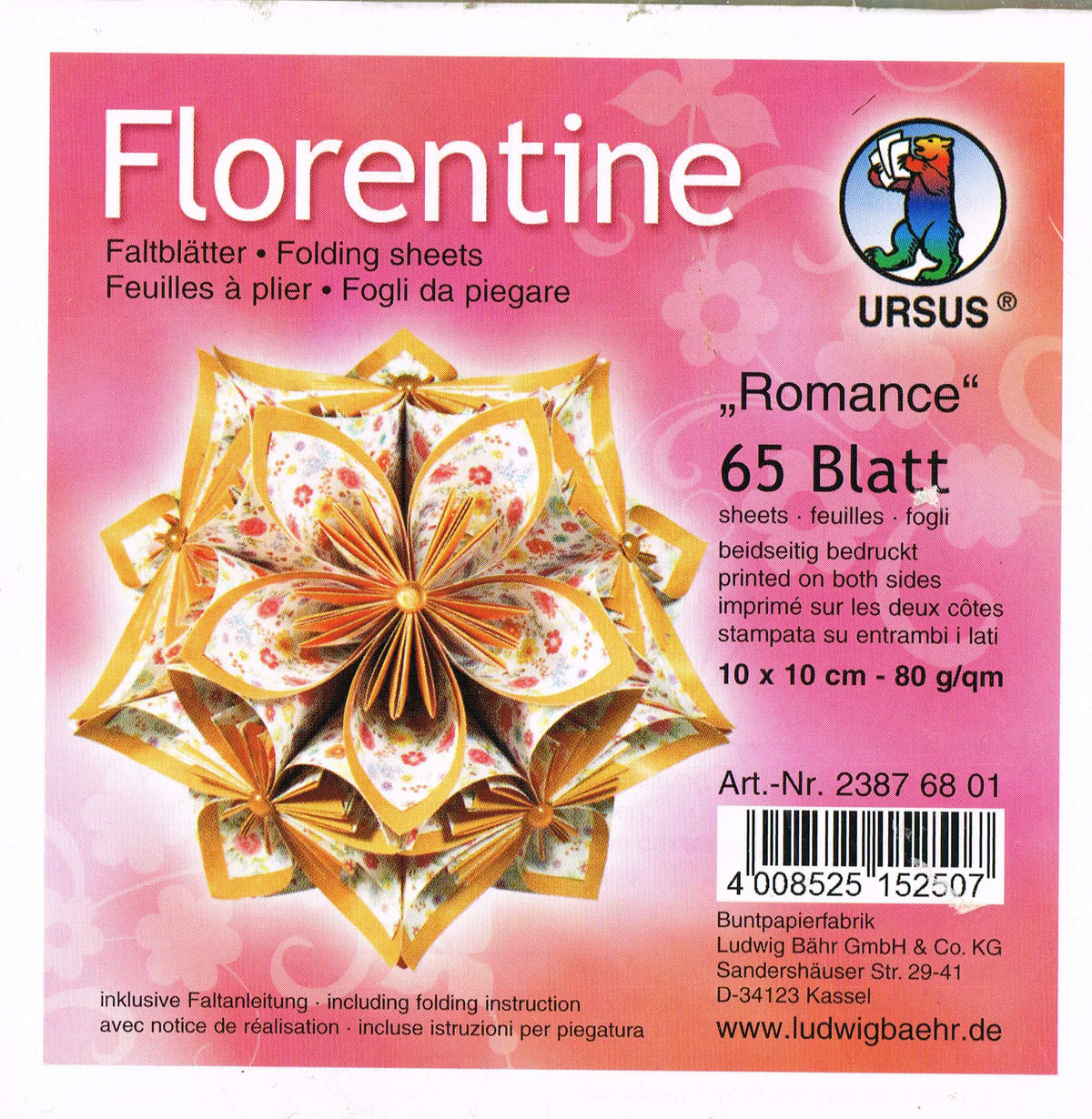 Faltblätter 10x10 cm Florentine "Romance" 65 Blatt von URSUS®