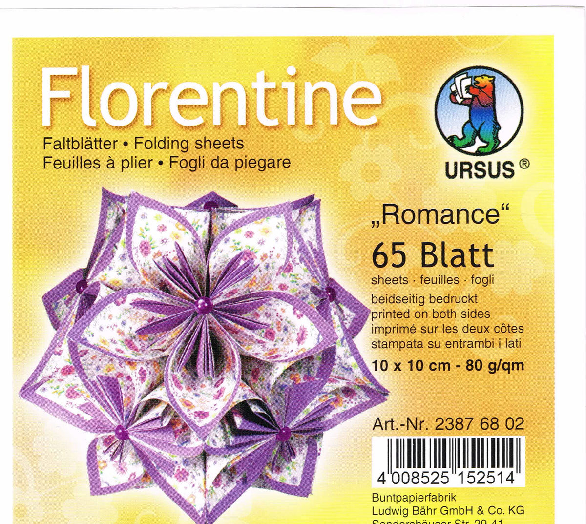 Faltblätter 10x10 cm Florentine "Romance" 65 Blatt von URSUS®