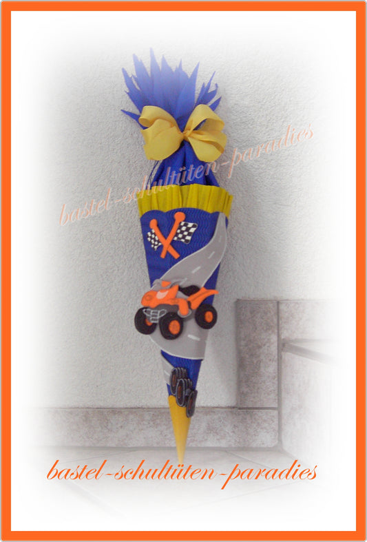 Bastelset Geschwistertüte Quad blau-gelb-orange