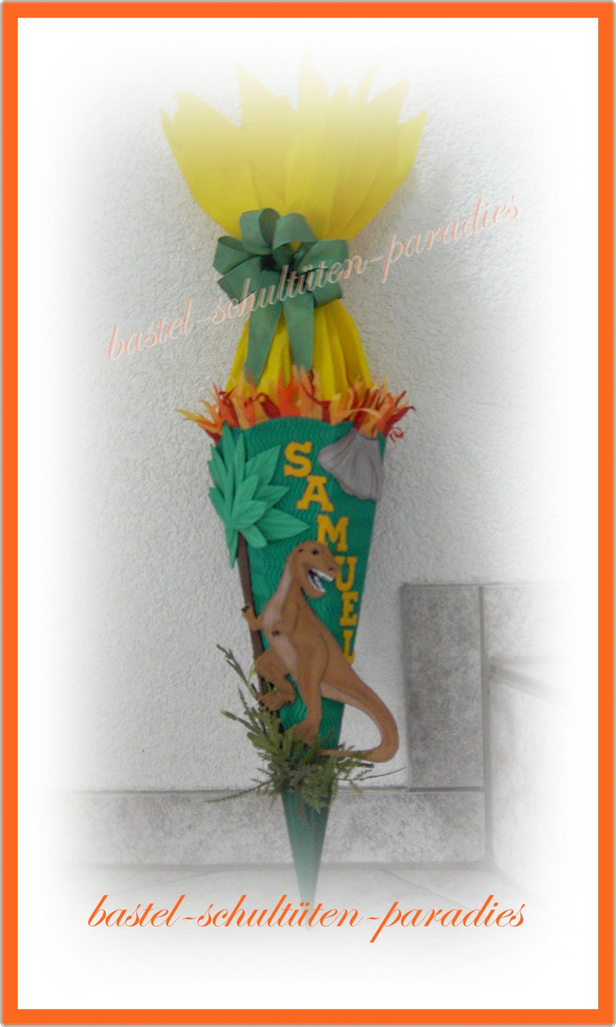 Bastelset Geschwistertüte Dino Rex grün