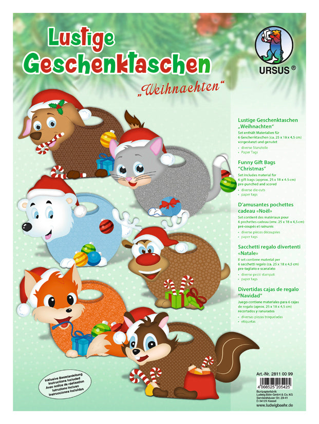 GeschenkTaschen-Set "Weihnachten" 6 Stück gestanzt mit Bastelanleitung von URSUS®