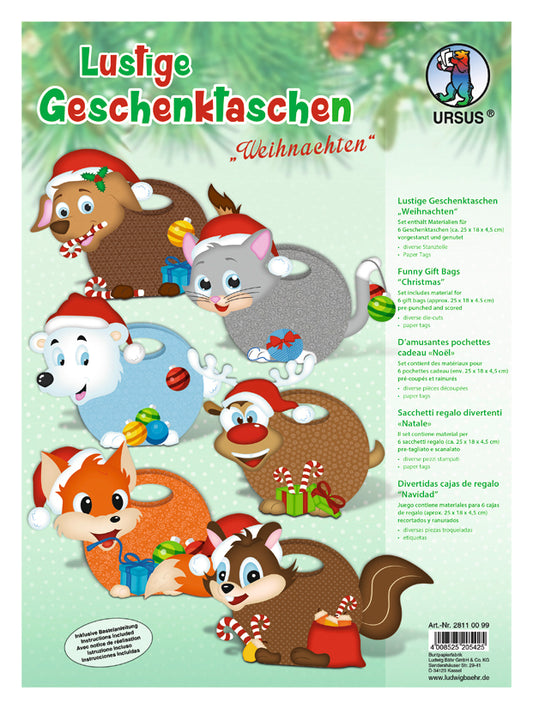 GeschenkTaschen-Set "Weihnachten" 6 Stück gestanzt mit Bastelanleitung von URSUS®