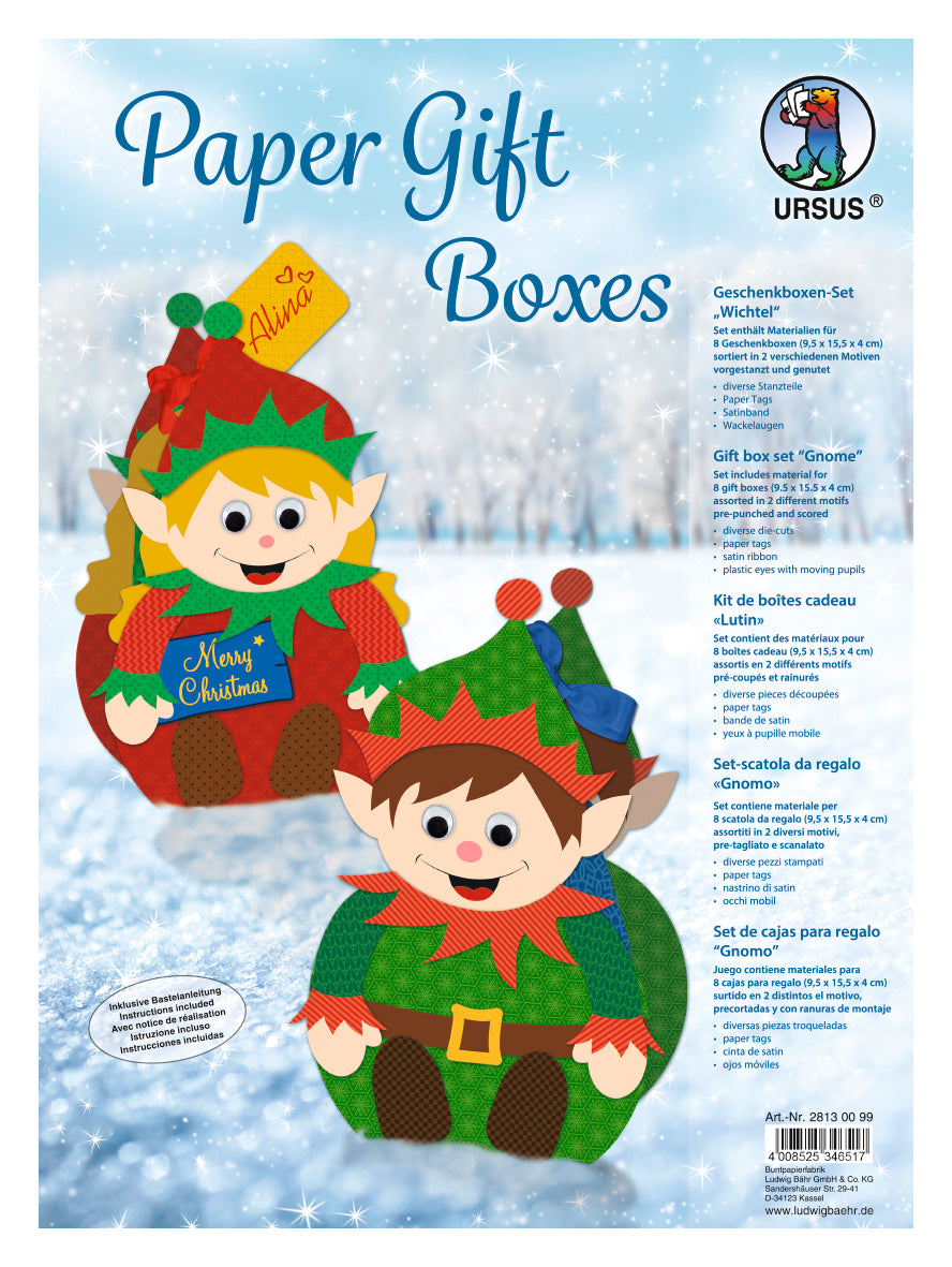 Geschenkboxen-Set "Wichtel" 8 Stück gestanzt mit Bastelanleitung von URSUS®