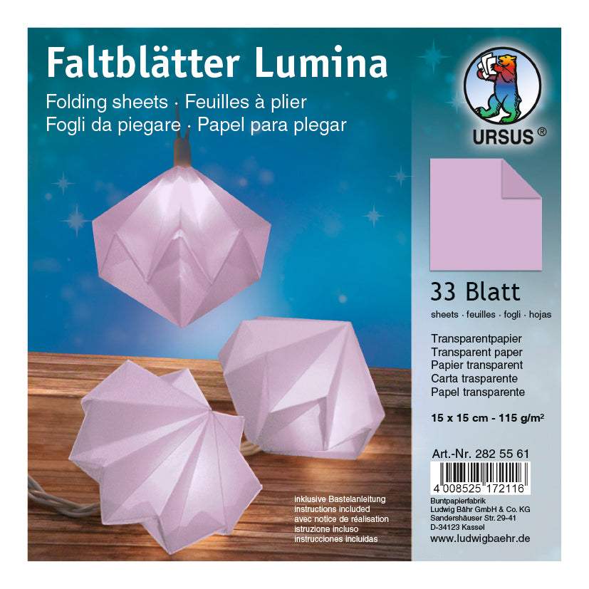 Faltblätter LUMINA incl. Bastelanleitung 15x15 cm Transparentpapier lila 33 Blatt von URSUS®