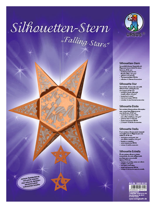 Silhouetten-Stern "Falling Stars" gestanzt ca.40cm kupfer mit Bastelanleitung von URSUS®