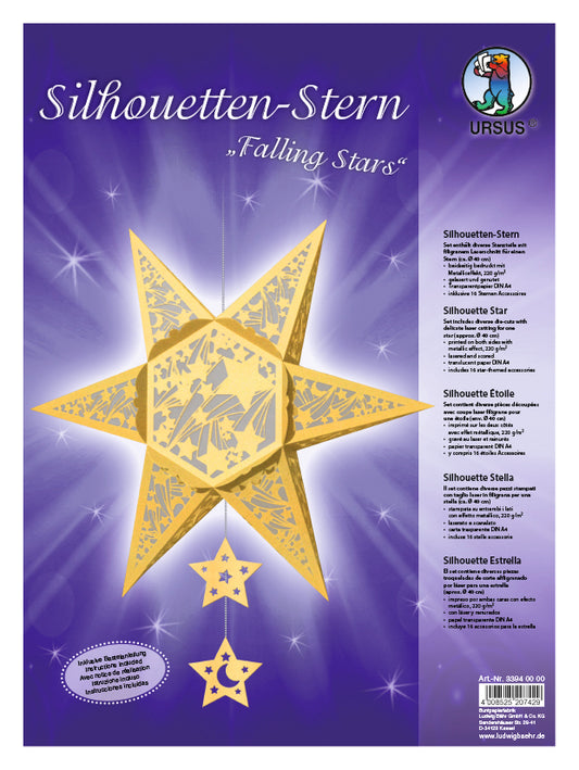 Silhouetten-Stern "Falling Stars" gestanzt ca.40cm gold mit Bastelanleitung von URSUS®