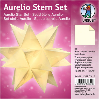 Aurelio Stern Set 15x15 cm Transparentpapier creme 33 Blatt von URSUS®