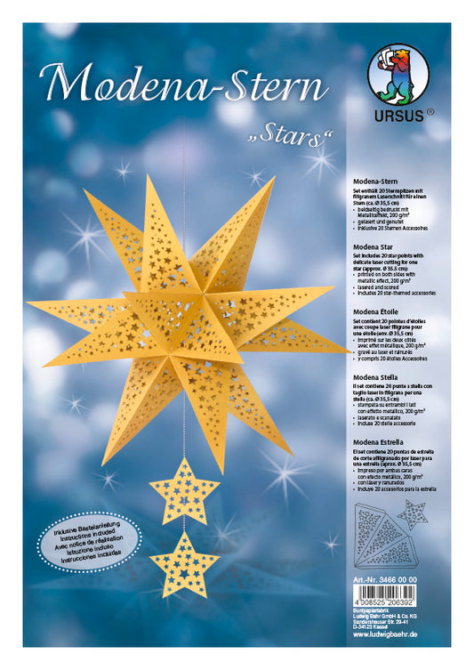 Modena-Stern "Stars" gestanzt ca.35,5cm gold mit Bastelanleitung von URSUS®