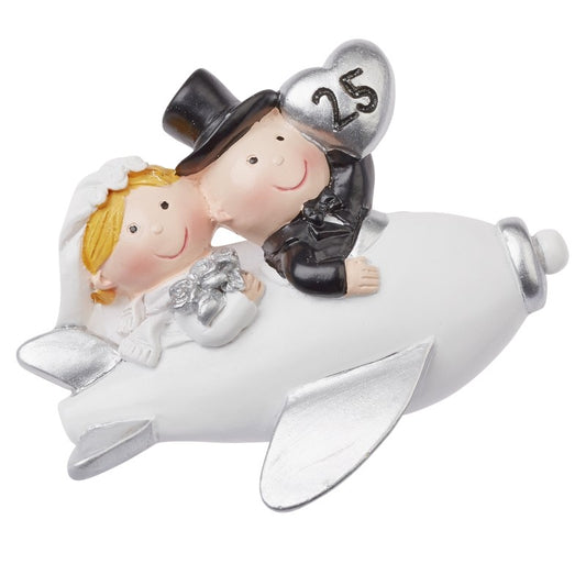 Silbernes Hochzeitspaar im Flugzeug 5 cm 2D