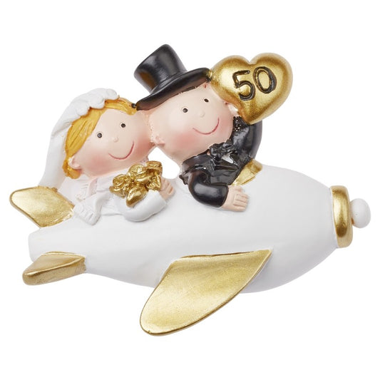 Goldenes Hochzeitspaar 5 cm im Flugzeug 2D
