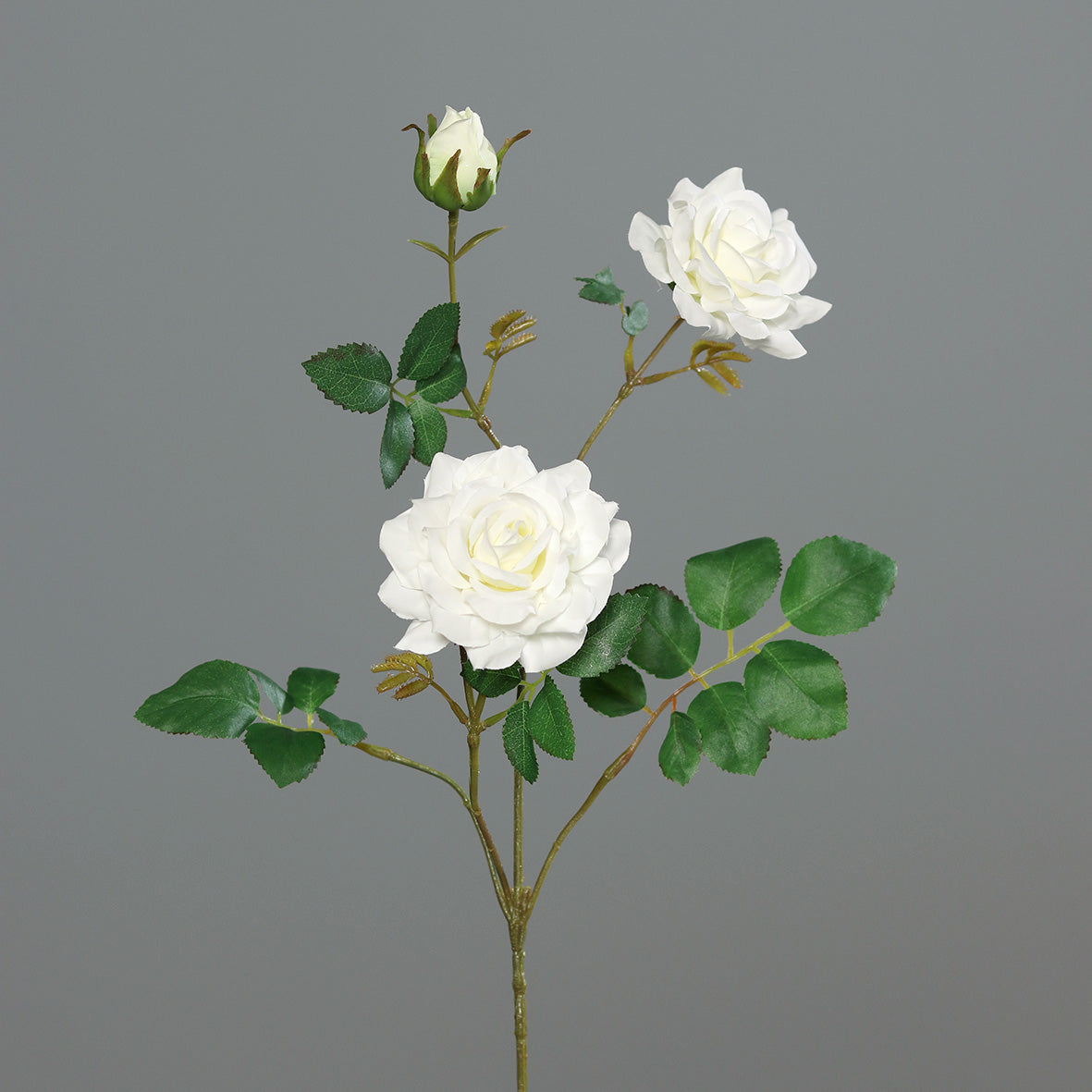 Rose 3-teilig weiß langstielig 74cm